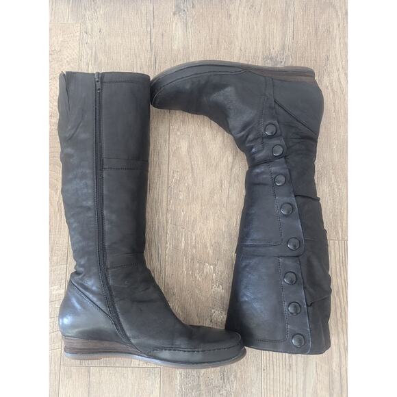 Miz Mooz Wedge Heel High Boot Black Leather, Victorian Steampunk Style Size 11 - Picture 7 of 16
